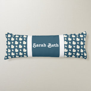 Coussins Longs Cute Ducks, Ardoise Bleu & Blanc, Ajouter votre no