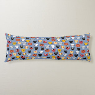 Coussins Longs Cute Kitty Chat Motif bleu