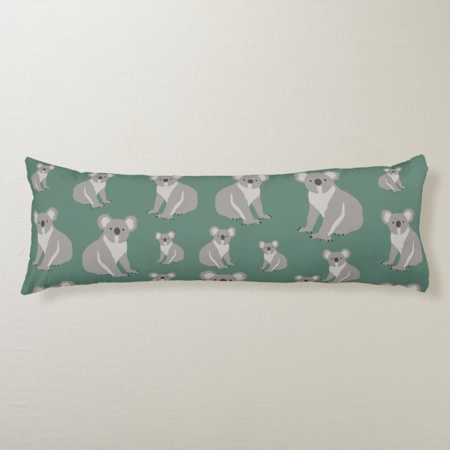 Coussins Longs Cute Koala Eucalyptus Motif vert (Devant)