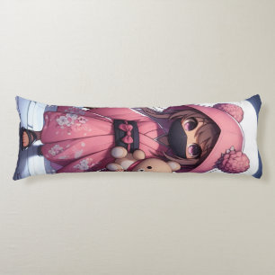 Coussins Longs Cute ninja guerrière fille & teddy
