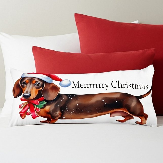 Coussins Longs Cute Noël dachshund personnalisé (Créateur téléchargé)