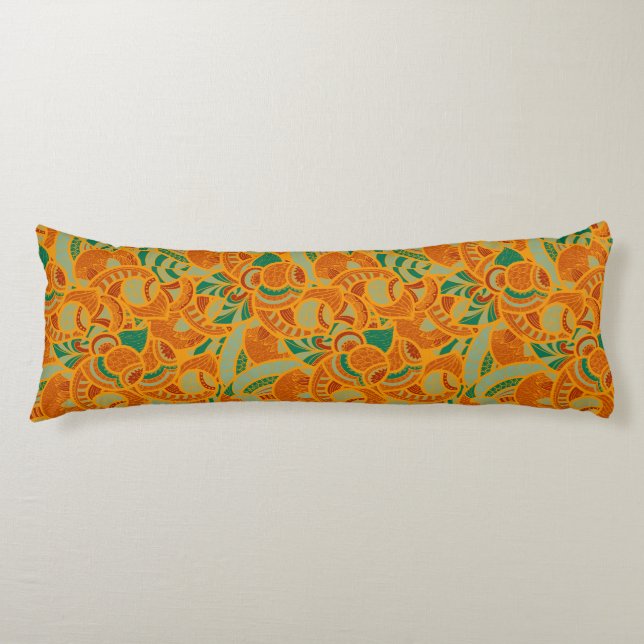 Coussins Longs Cute orange abstrait fleurs sans soudure carreaux  (Devant)