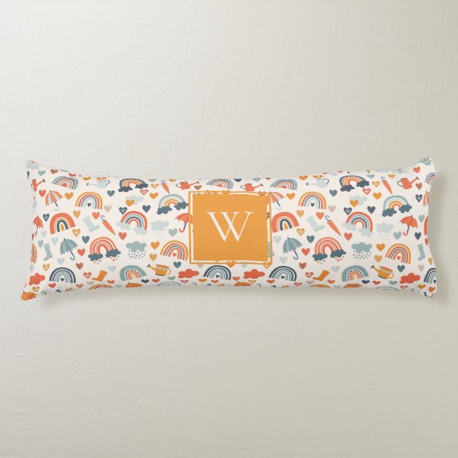 Coussins Longs Cute Orange Blue Spring Rainbow Clouds Motif (Devant)