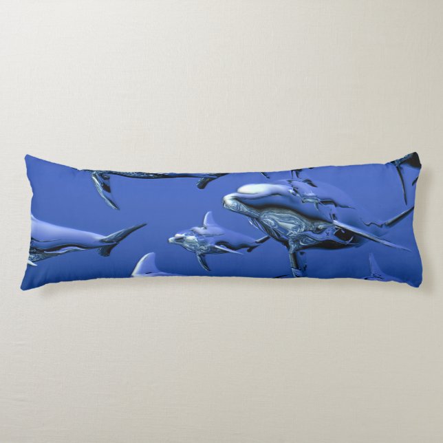 Coussins Longs Dauphin bleu (Devant)