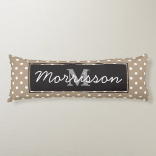 Coussins Longs Déco noir Pois blanc personnalisé encadré