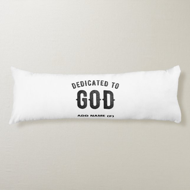 COUSSINS LONGS DÉDIÉ À DIEU COOL PERSONNALISABLE NOIR TEXTE (Devant)