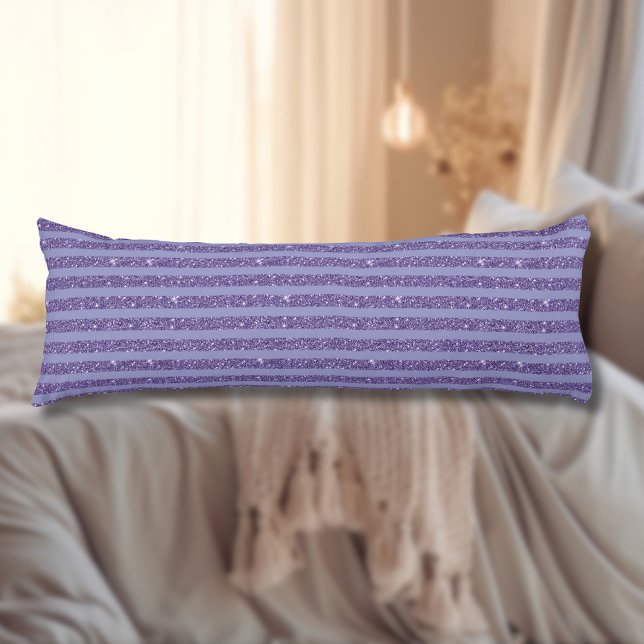 Coussins Longs Deep Amethyst Glitter Style Horizontal Stripes  (Créateur téléchargé)