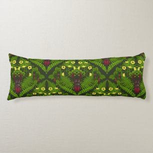 Coussins Longs Dendroctones et fougères, feuilles verts