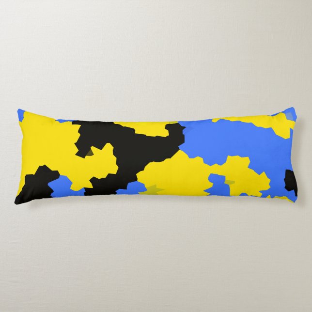 Coussins Longs Design Abstrait Jaune Bleu Noir Motif moderne (Devant)