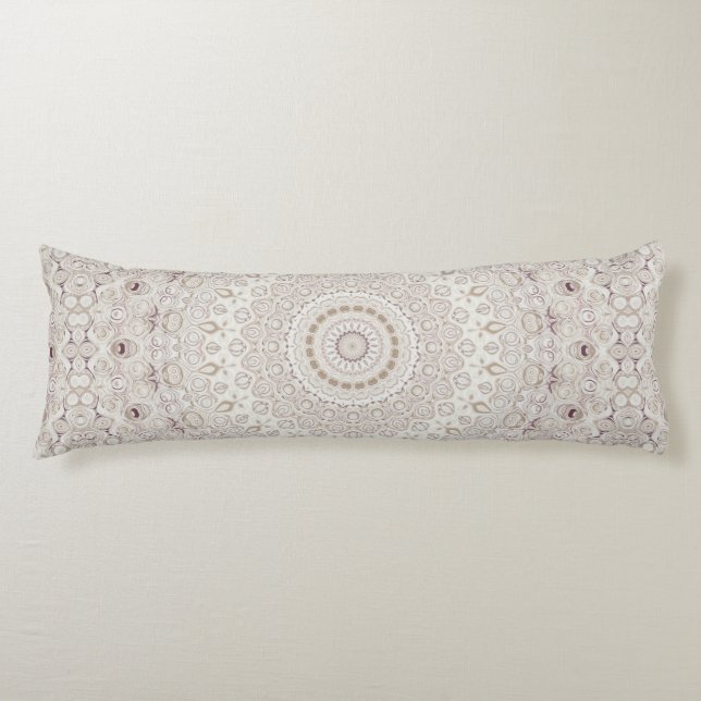 Coussins Longs Design Motif en mandala beige et taupe (Devant)