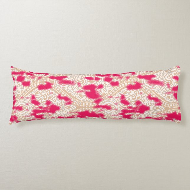 Coussins Longs Design textile complexe avec un riche rose (Devant)