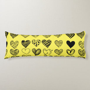 Coussins Longs Dessin adorable de Black Heart Scribble