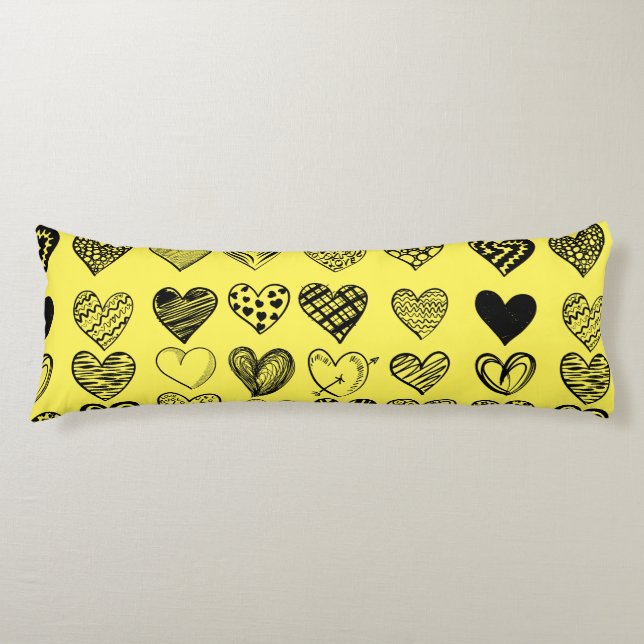 Coussins Longs Dessin adorable de Black Heart Scribble (Devant)