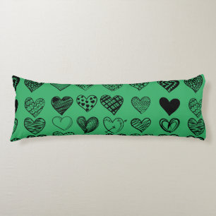Coussins Longs Dessin adorable de Black Heart Scribble