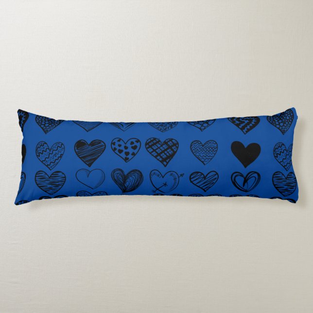 Coussins Longs Dessin adorable de Black Heart Scribble (Devant)