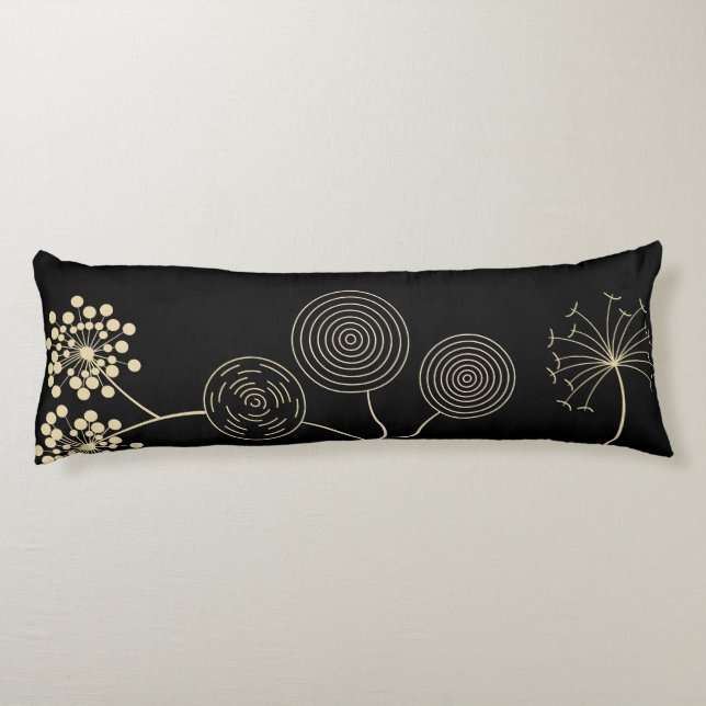 Coussins Longs `Diffusion de l'amour' Fleurs Abstraites noires do (Dos)