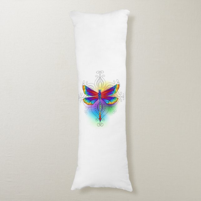 Coussins Longs Dragonfly en arc-en-ciel (Devant (Vertical))