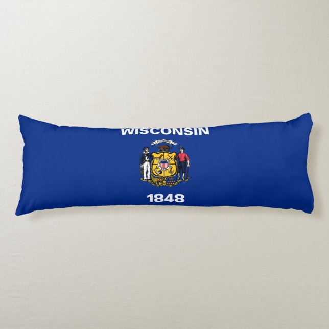 Coussins Longs Drapeau de l'État du Wisconsin (Devant)
