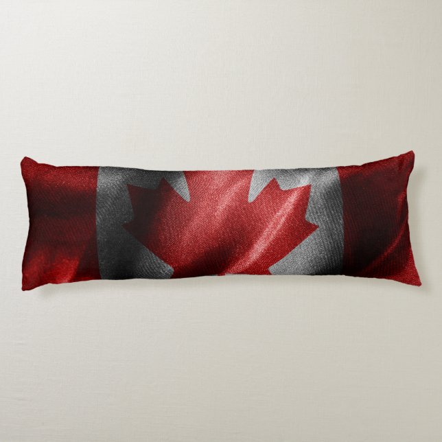 Coussins Longs Drapeau de soie du Canada (Dos)