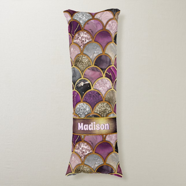 Coussins Longs Échelles mignonnes en or rose violet (Devant (Vertical))