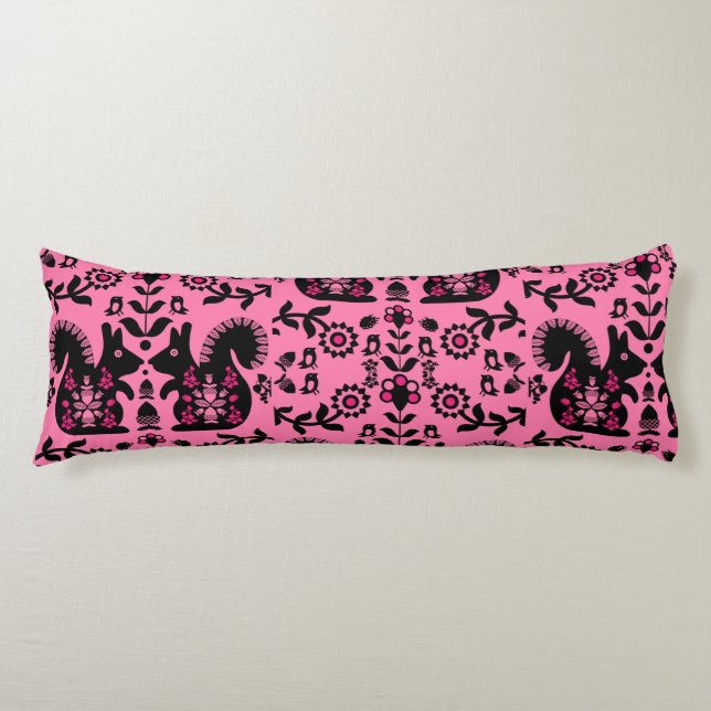 Coussins Longs Écureuil Nordic Scandinave Folk Art (Devant)