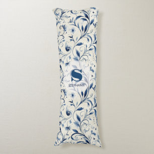 Coussins Longs Élégant Feuilles Blue Paisley - Arrière - plan bla