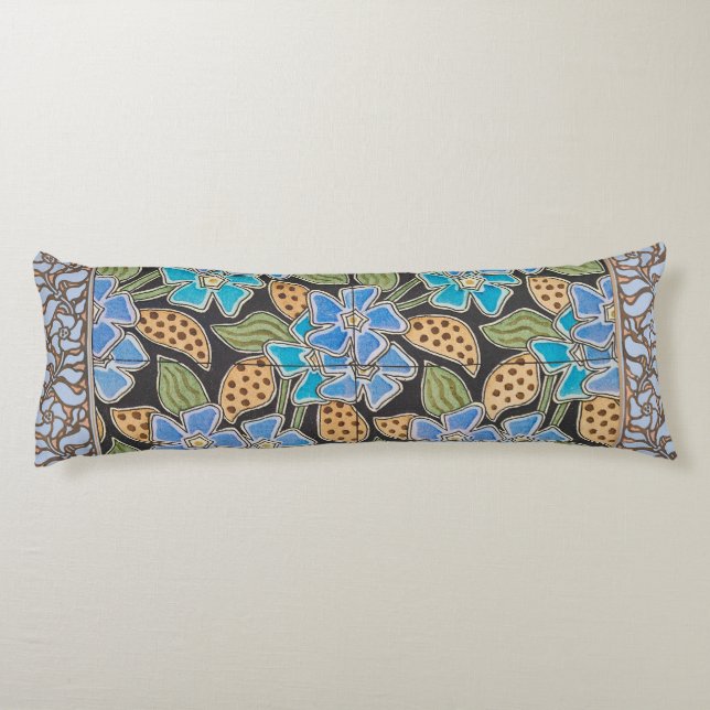 Coussins Longs Élégant Fleur Bleu Périwinkle Floral Classic (Dos)