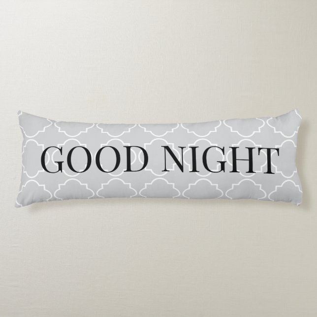 Coussins Longs Elegant grey morrocan quatrefoil trellis (Devant)