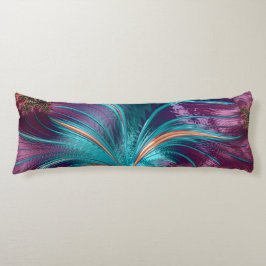 Coussins Longs Élégant Purple Turquoise Plumes Abstraites Chic Li