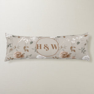 Coussins Longs Élégant Rose et Motif de vin