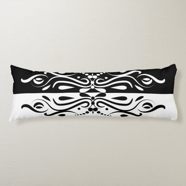 Coussins Longs Élégant style arlequin Abstrait noir et blanc (Devant)