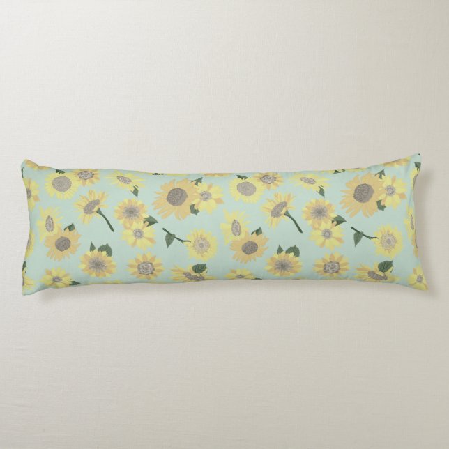 Coussins Longs Élégant tournesol jaune orange bleu (Dos)