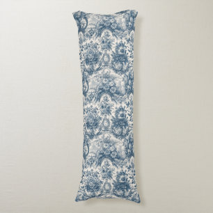 Coussins Longs Elégant vintage Bleu toile de jouy