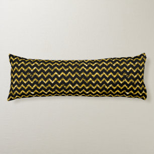 Coussins Longs Élégante Parties scintillant Noir Or Glam Chevron