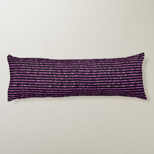Coussins Longs Élégante Parties scintillant violet noir bande chi (Dos)