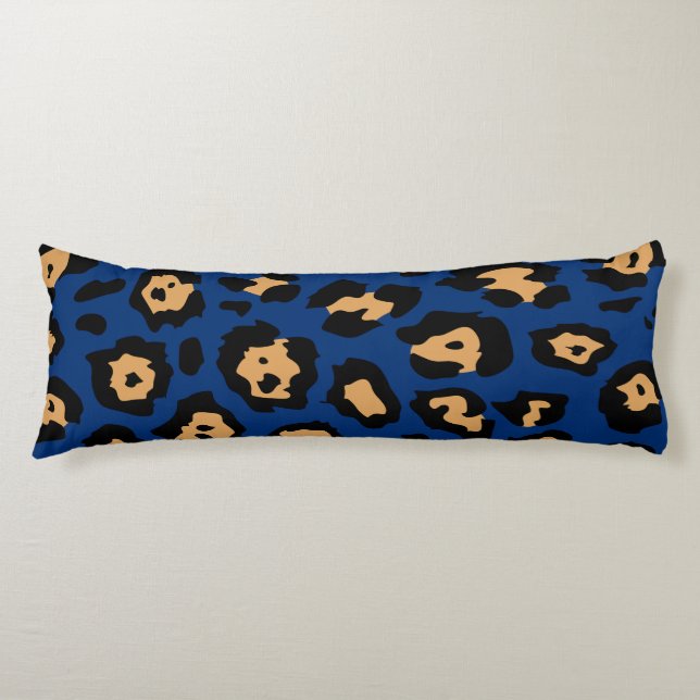 Coussins Longs Empreinte de léopard bleu (Devant)