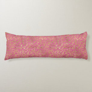Coussins Longs Empreinte de léopard d'or rose fille