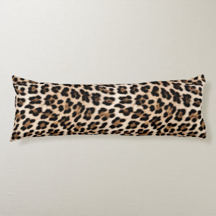 Coussins Longs Empreinte de léopard noir crème chic