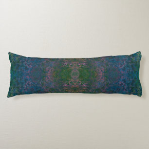 Coussins Longs Encre d'alcool vert foncé et bleu Abstrait
