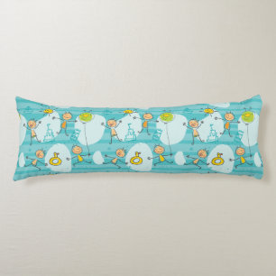 Coussins Longs Enfants mignons jouant sur le motif de plage