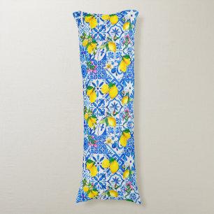 Coussins Longs Eté bleu Sicilien Amalfi Méditerranée majolica