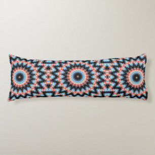 Coussins Longs Étoile de mandala noire, bleue et rouge