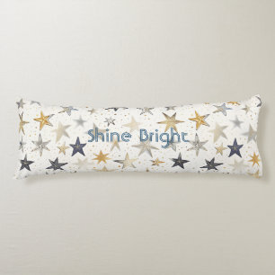 Coussins Longs Étoiles Bleues Argent Or