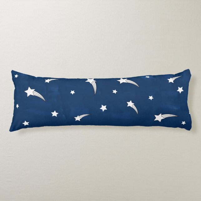 Coussins Longs Etoiles de tir Aquarelle bleu marine (Devant)