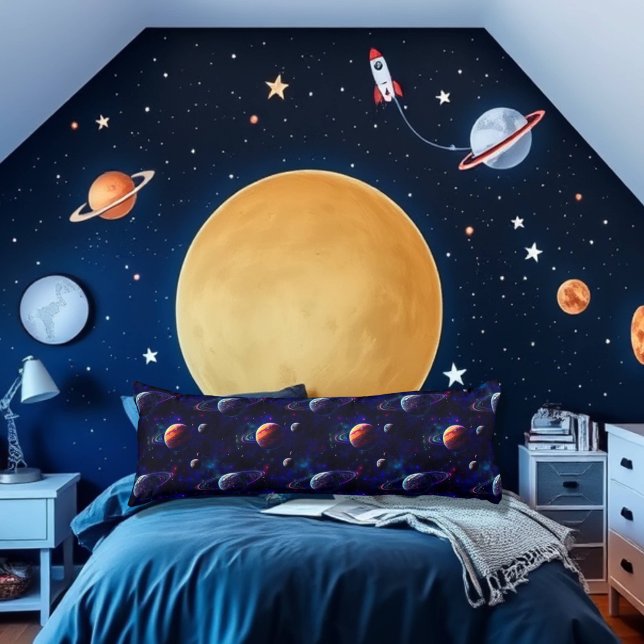 Coussins Longs Etoiles, Planètes, Galaxie, Espace Extérieur Thème (Créateur téléchargé)