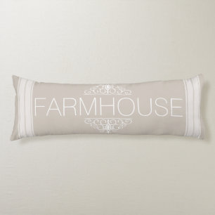 Coussins Longs Farmhouse Classic Taupe & White Stripes Nom de fam