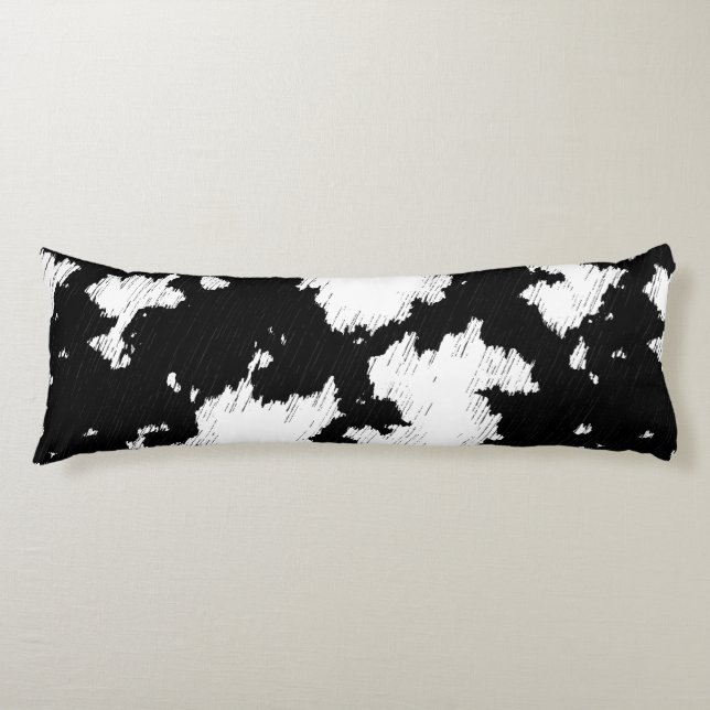 Coussins Longs Faux Vache Impression noir et blanc (Devant)