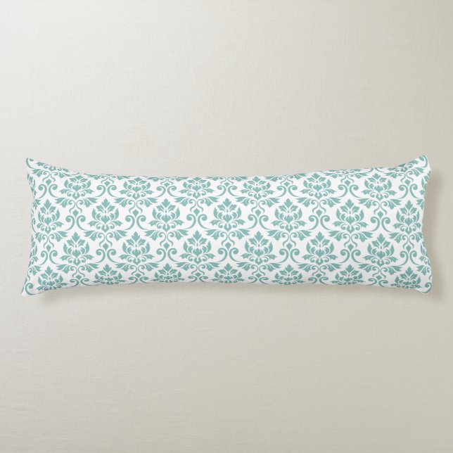 Coussins Longs Feuille Damask Motif Turquoise (Devant)