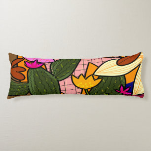 Coussins Longs Feuilles et fleurs tropicales abstraites