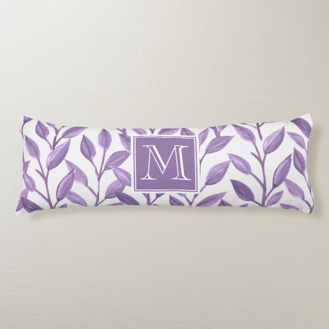 Coussins Longs Feuilles violets légers personnalisés (Devant)